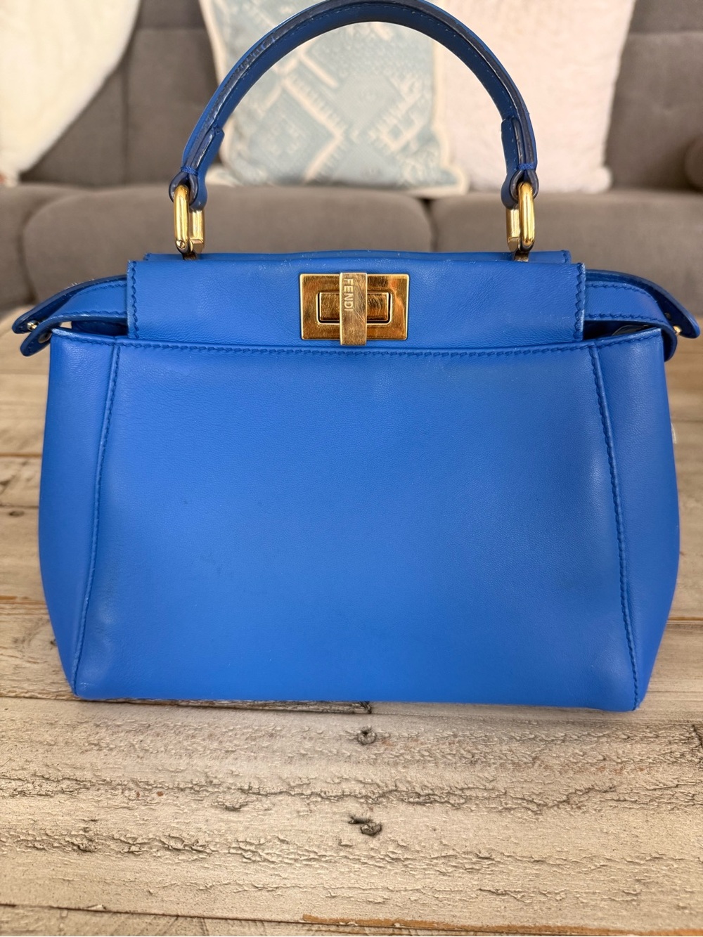Fendi Peekaboo Mini in Electric Blue with Gold Hardware